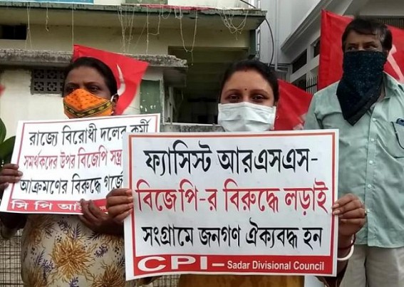 Attacks on Opposition : CPI Protested against BJP's Fascism 